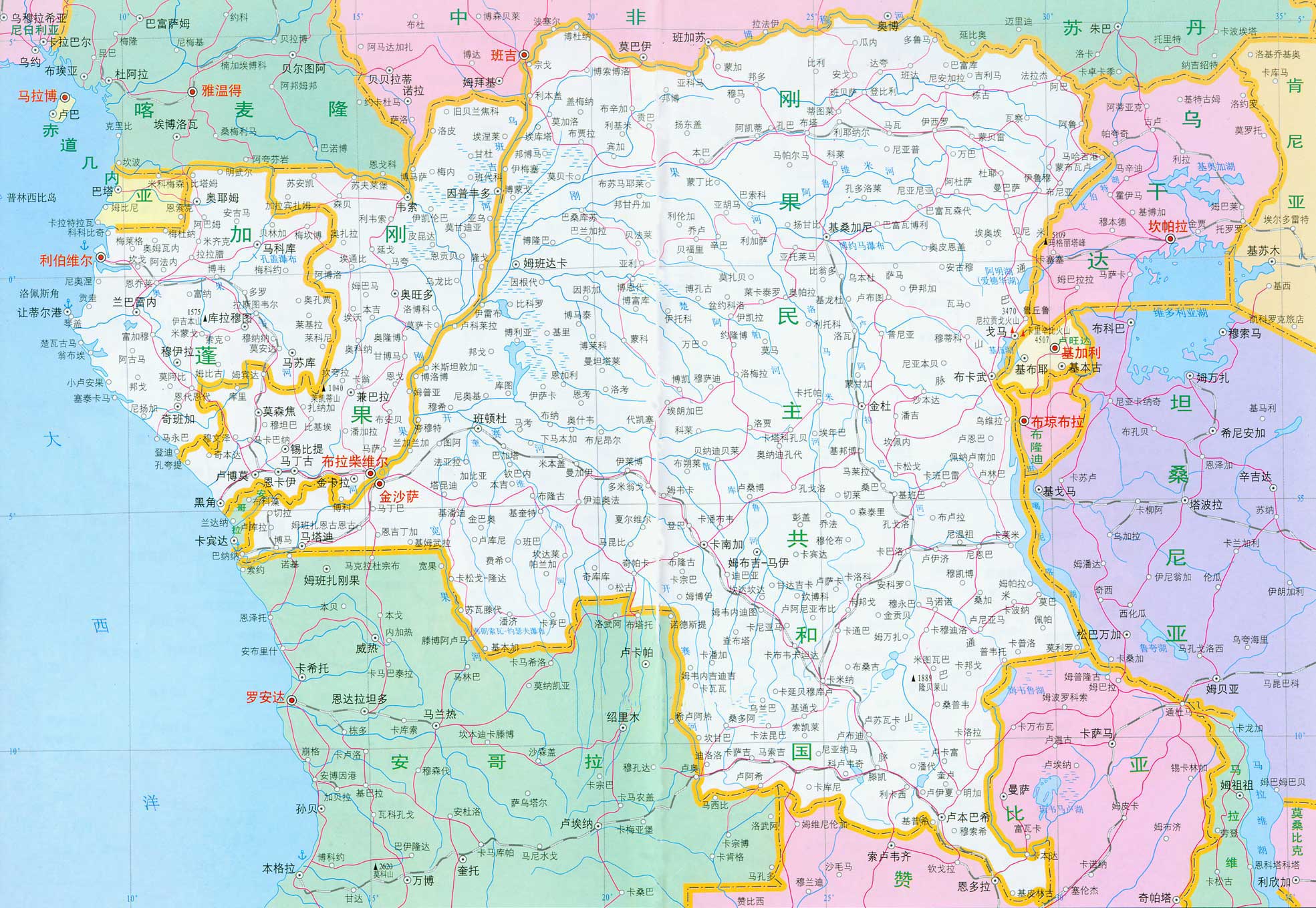 刚果地图高清中文版