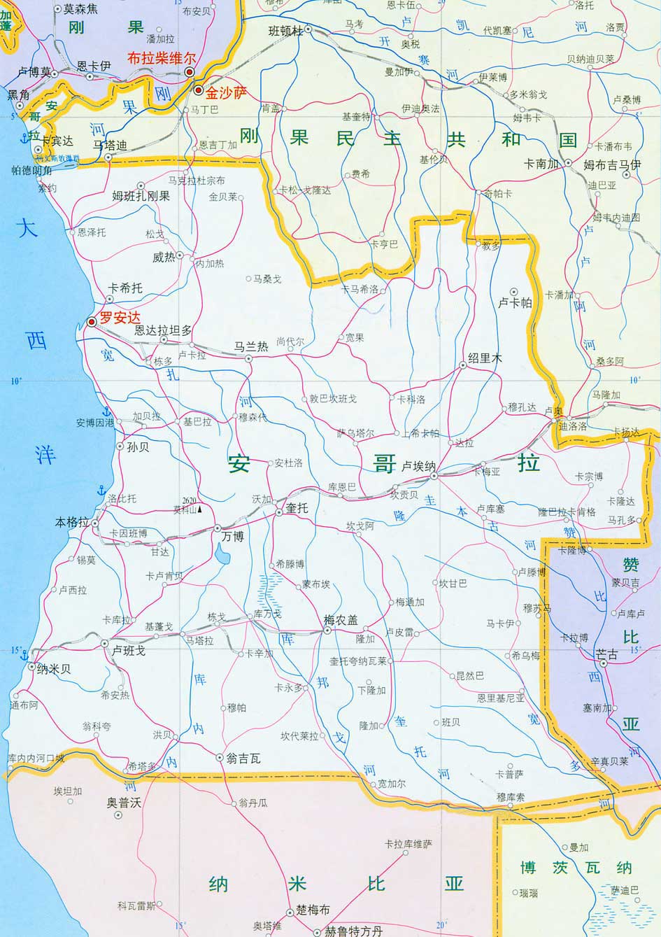 安哥拉地图高清中文版