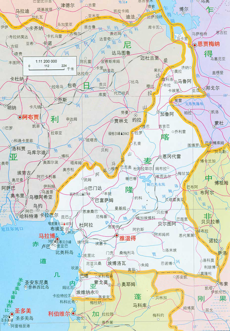 喀麦隆地图高清中文版