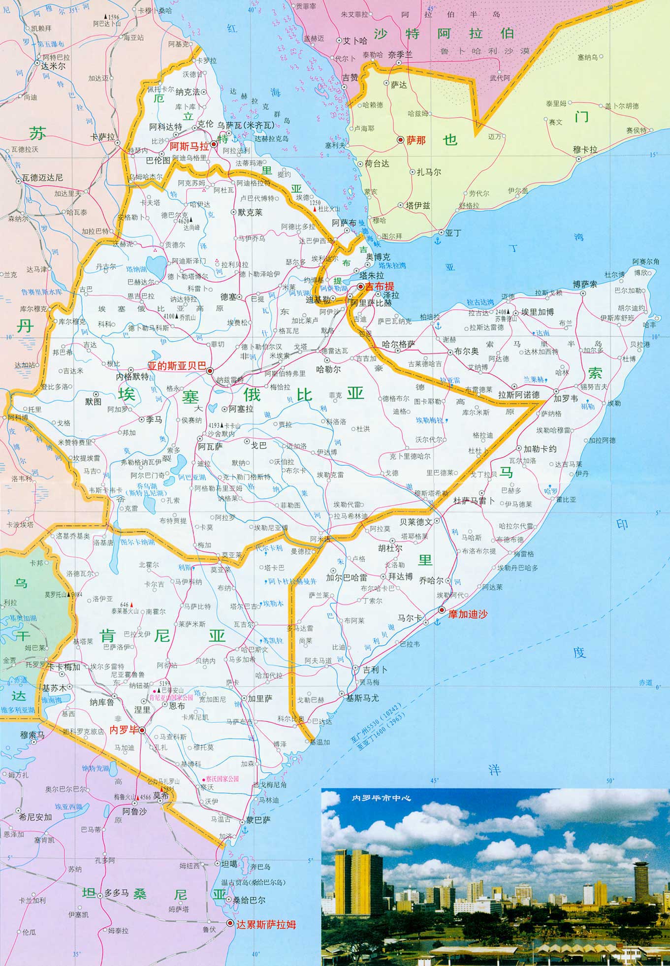 厄立特里亚地图高清中文版