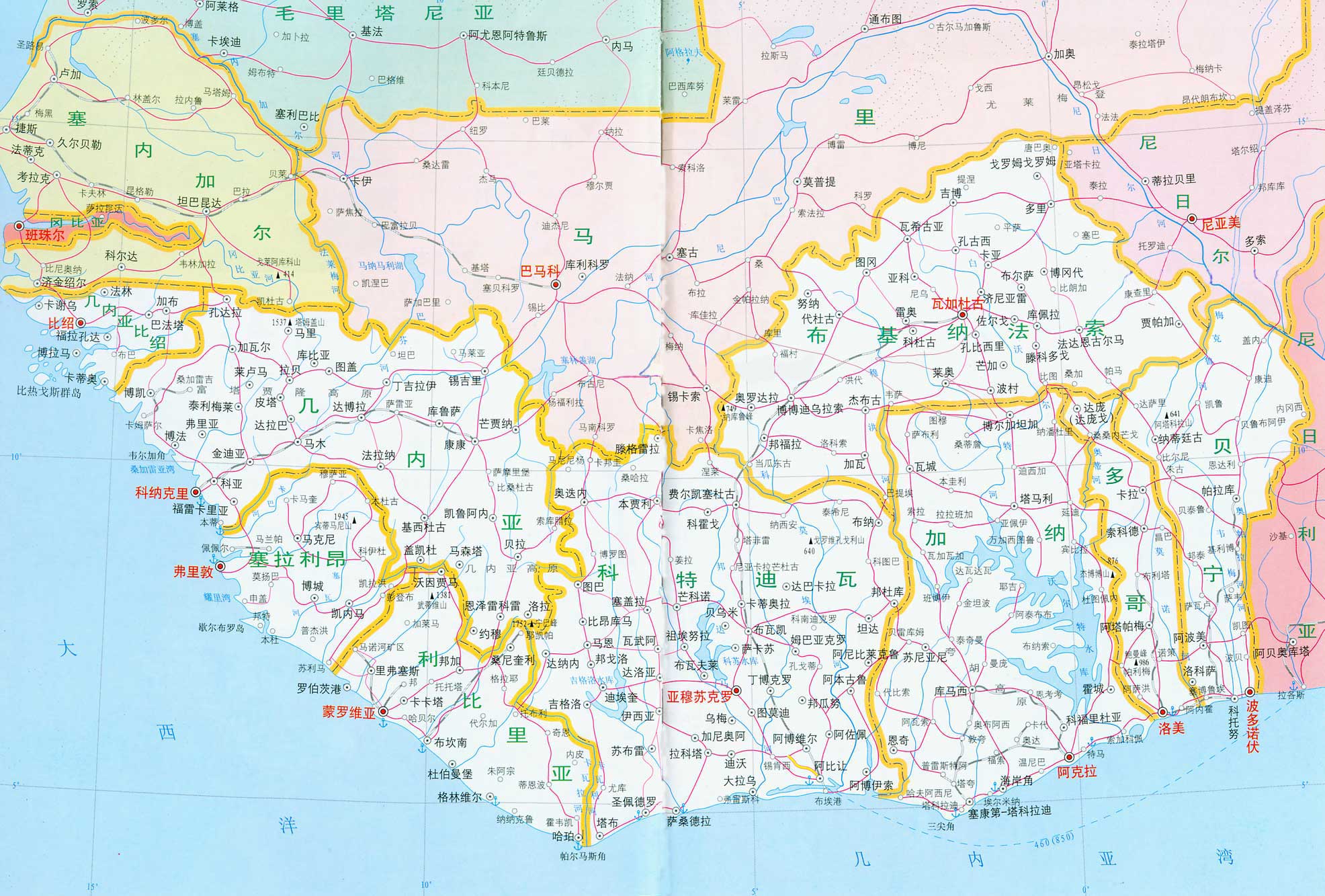 利比里亚地图高清中文版