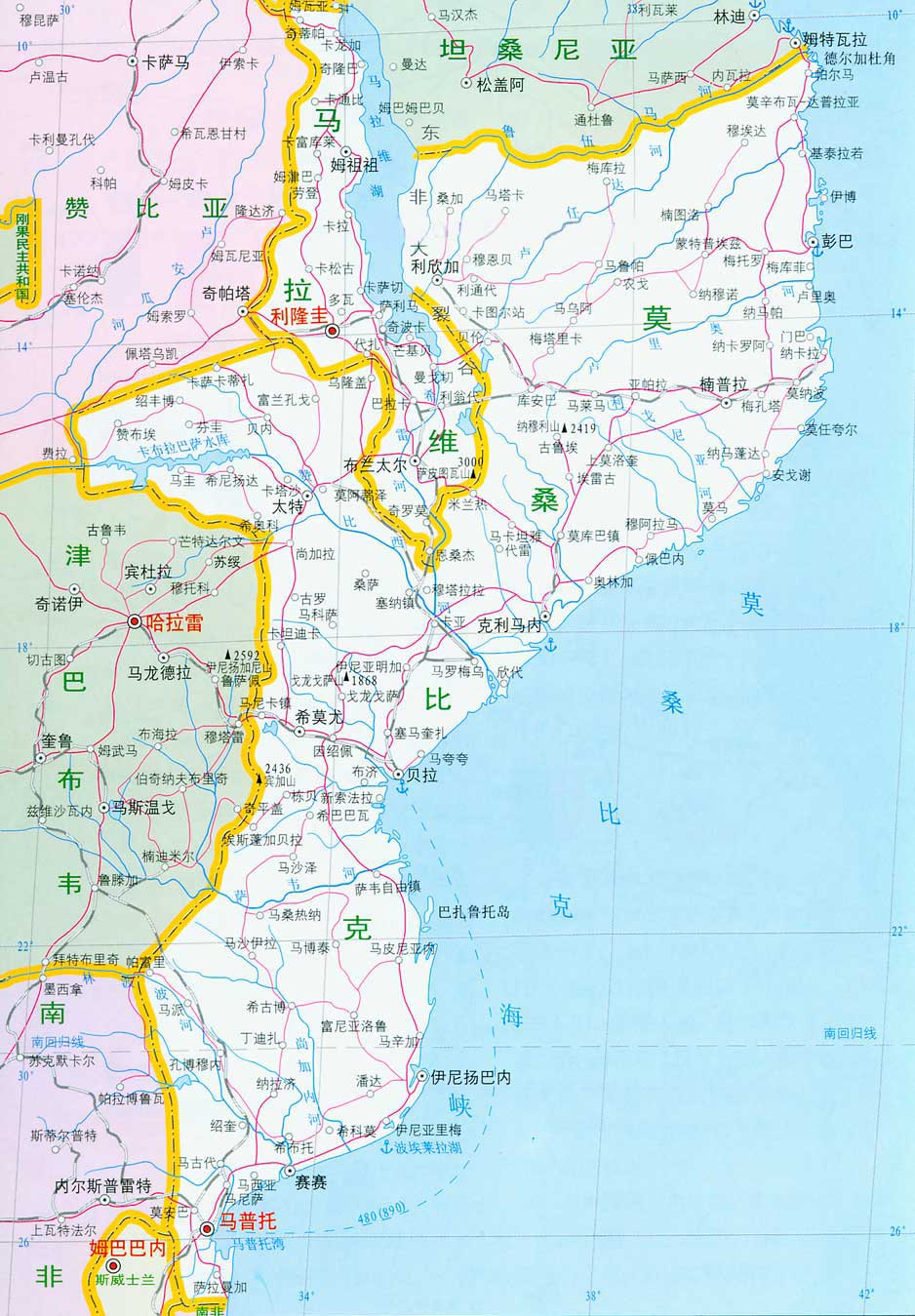 马拉维地图高清中文版