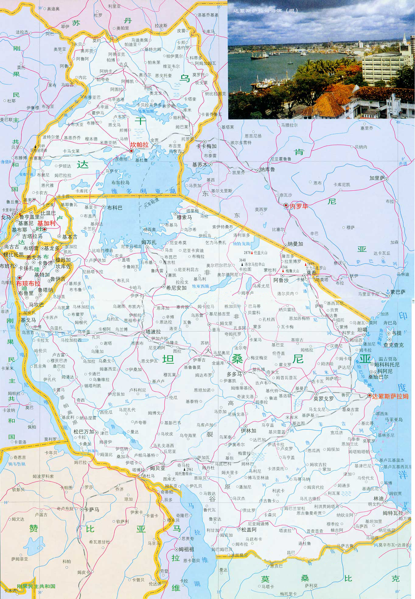 坦桑尼亚地图高清中文版