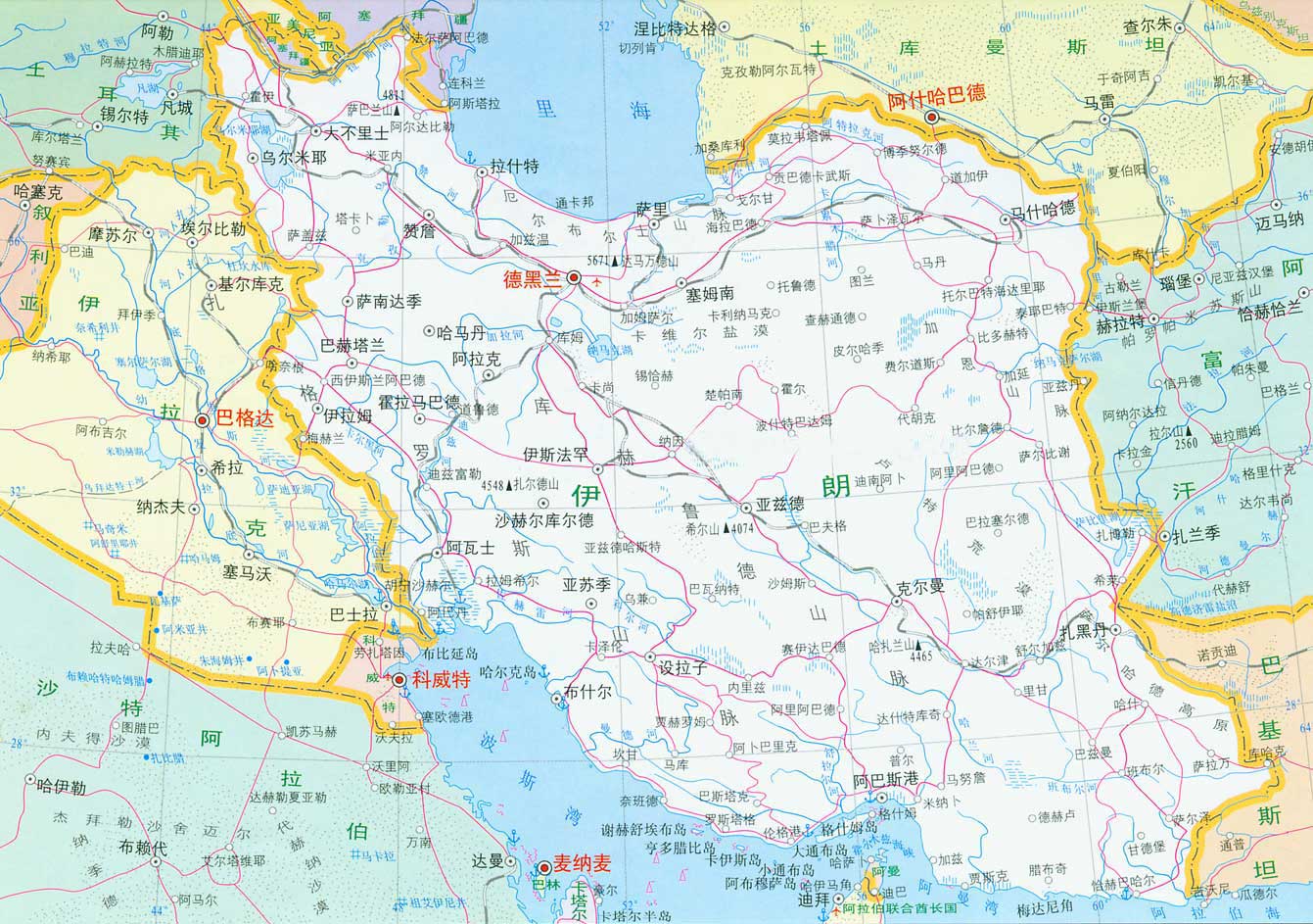伊朗地图高清中文版