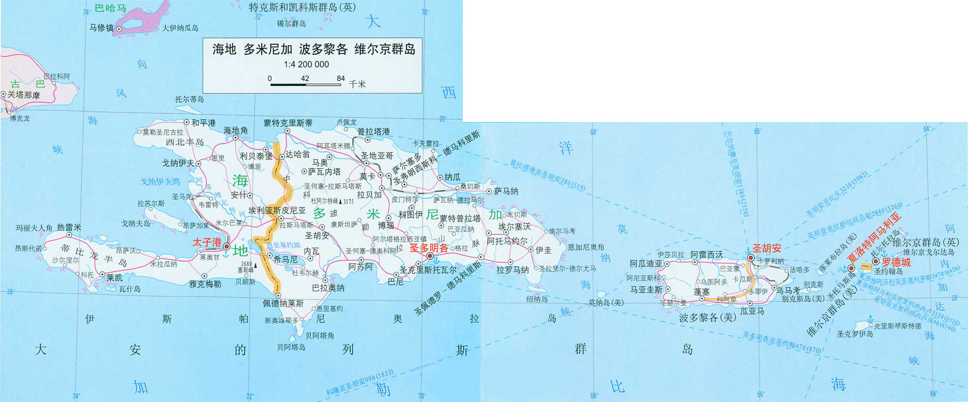 维尔京群岛地图高清中文版