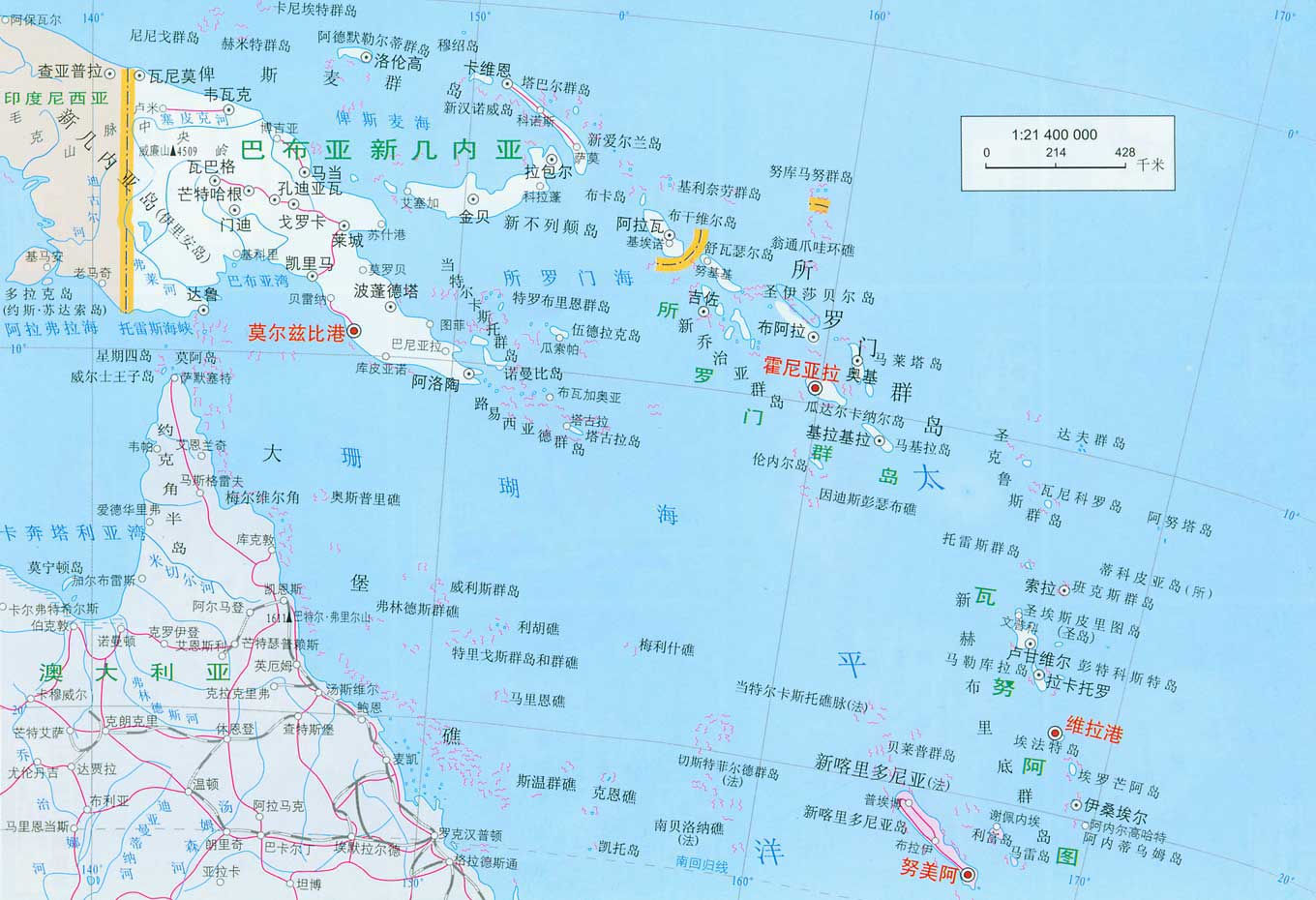 瓦努阿图地图高清中文版
