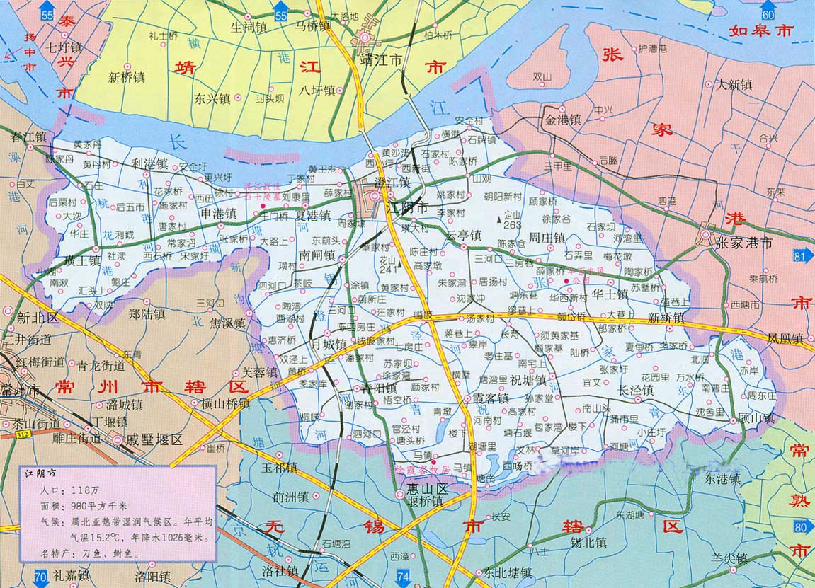 江阴市地图全图高清版 - 无锡本地宝