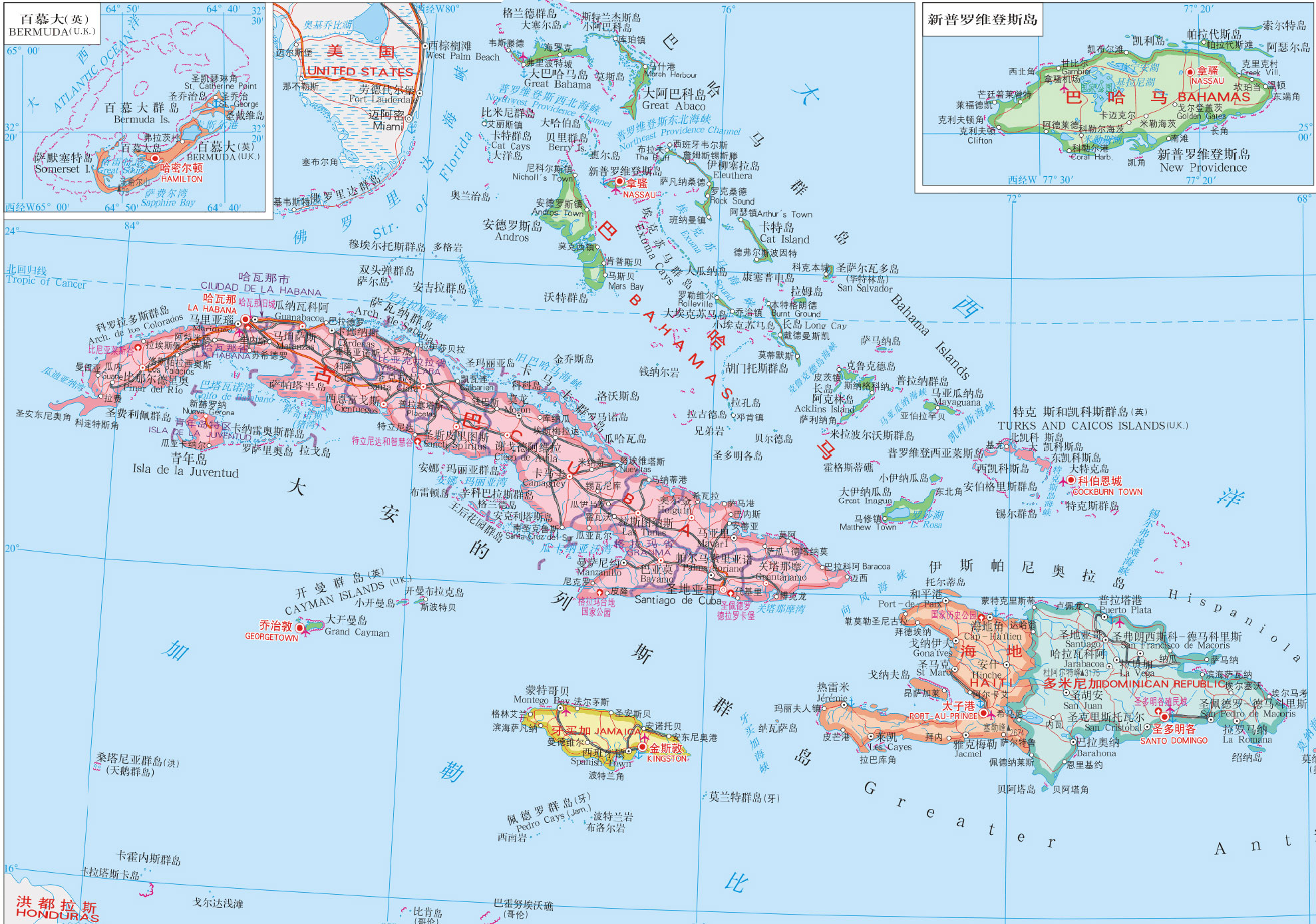 巴哈马地图高清中文版