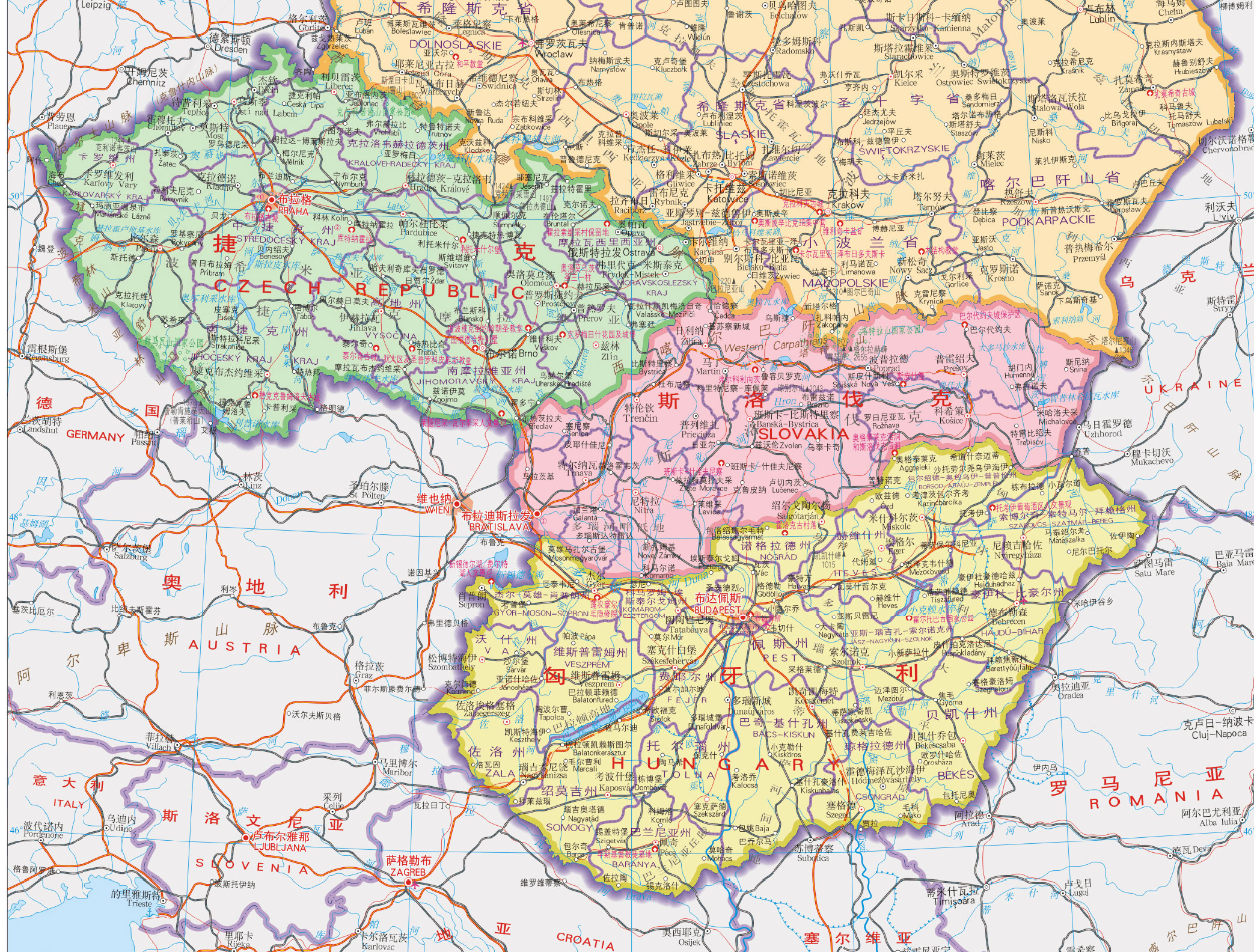 斯洛伐克地图高清中文版