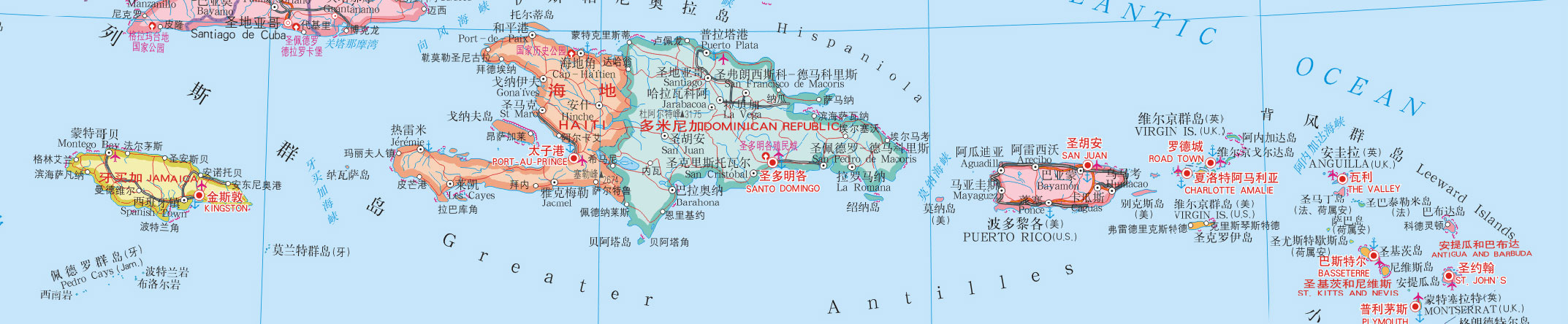 牙买加地图高清中文版