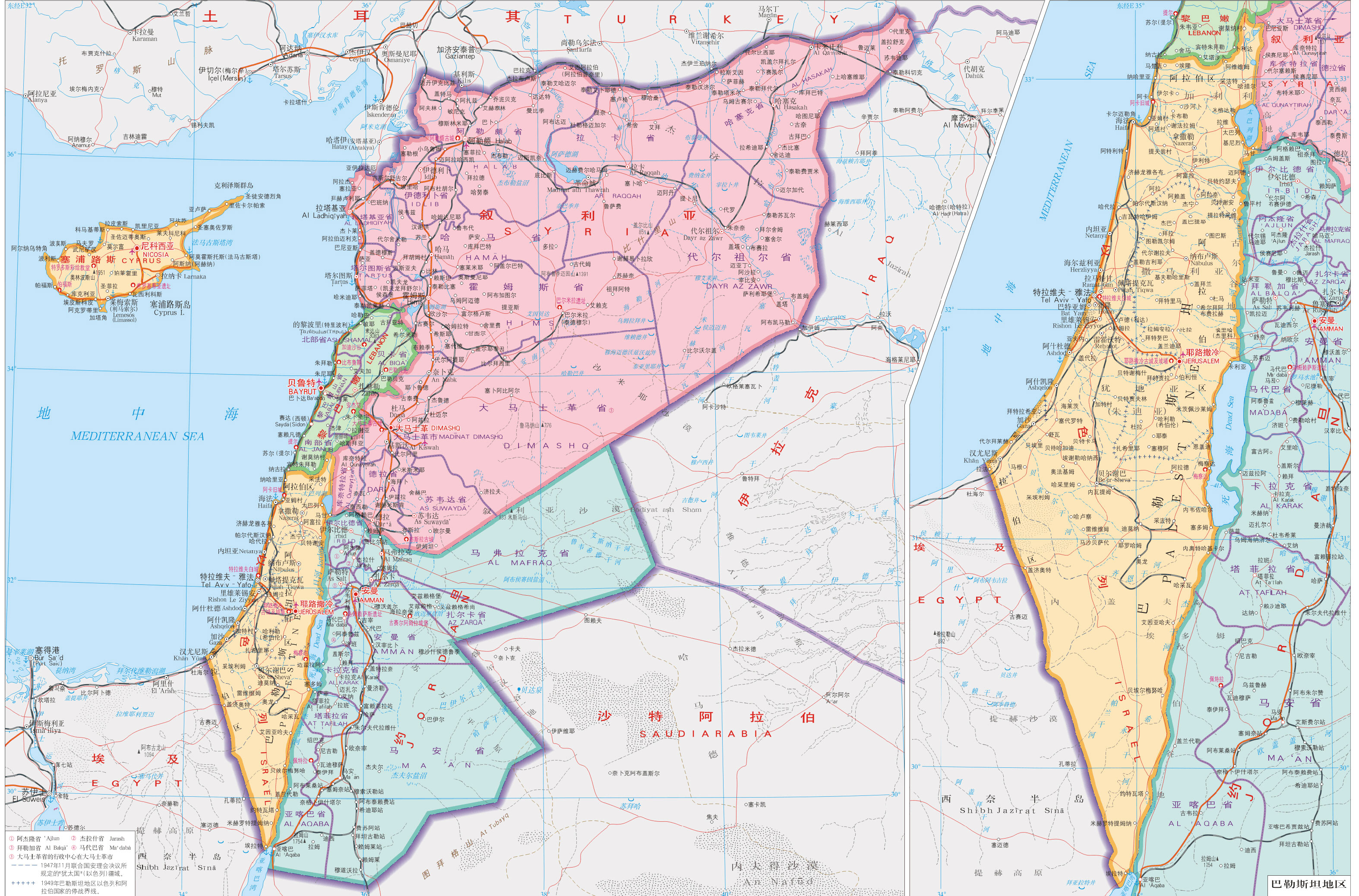 黎巴嫩地图高清地图