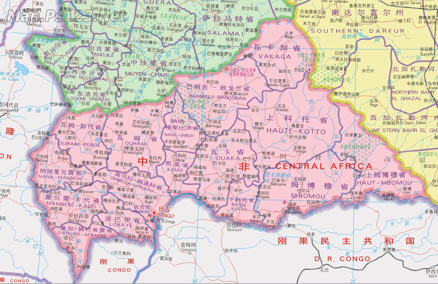 中非地图高清中文版