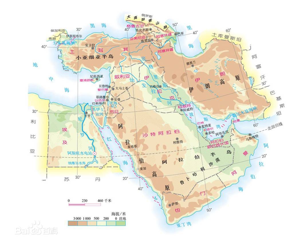 中东地形图